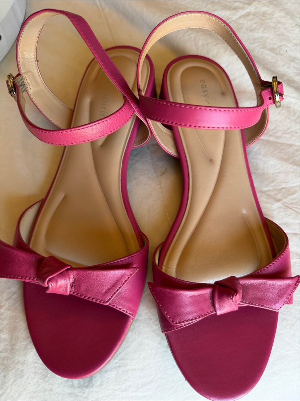 Easy Spirit Fuchsia Bow Ankle-Strap Sandals Sz 9